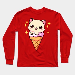 Cute Kitten In An Ice Cream Long Sleeve T-Shirt